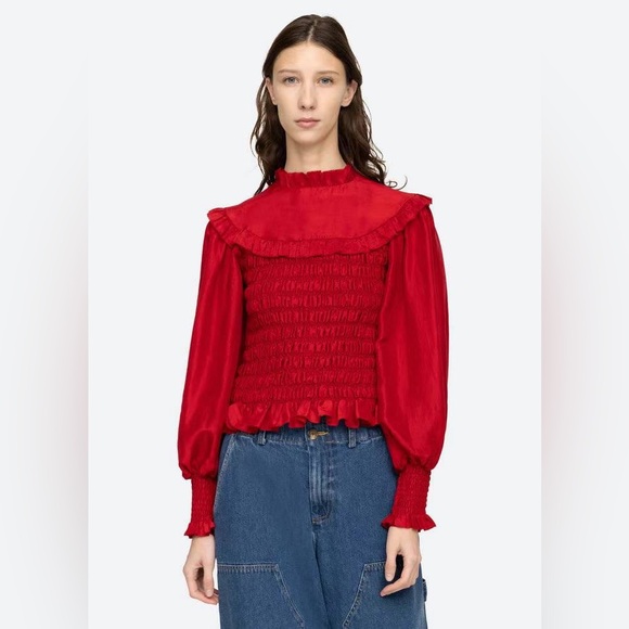 Sea New York Tops - NWT Sea Elea Silk Dupioni Smocked Top Blouse